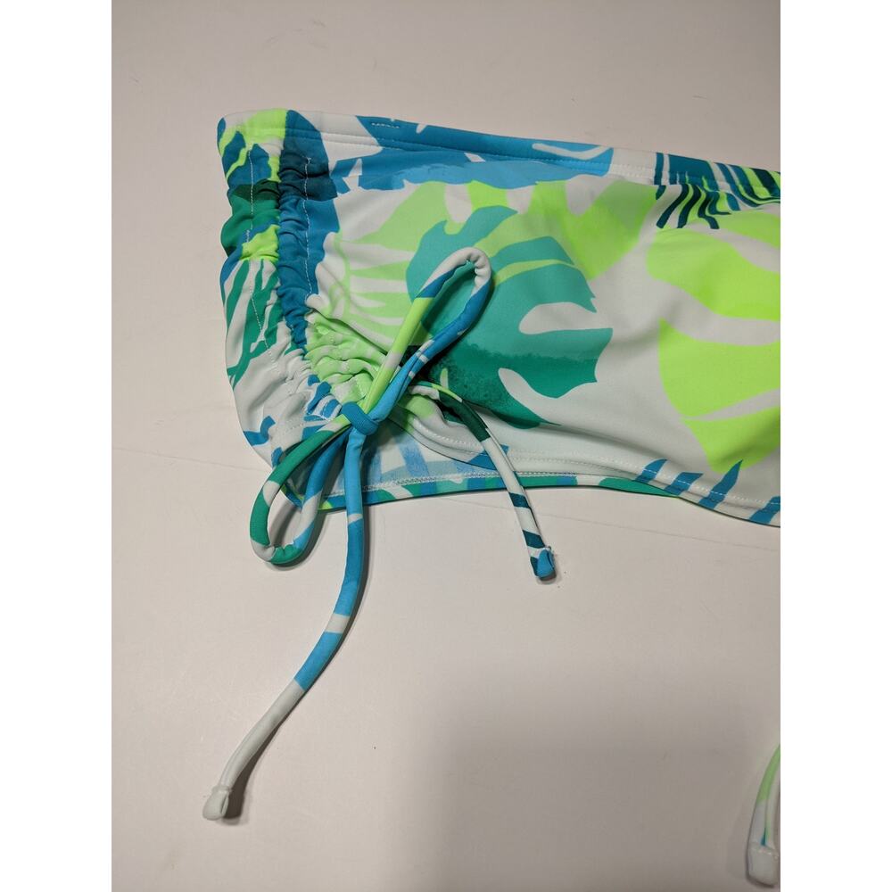 Xhilaration Bikini Top Tropical Juniors' Longline Side-Cinch Bandeau M Swimsuit - Picture 3 of 10